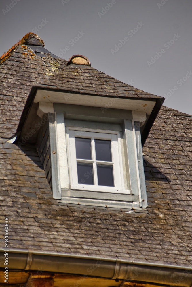 old roof with windows