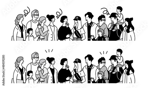 沢山の人々の表情　セット
