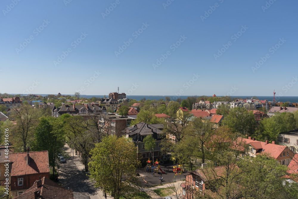 view from above on Zelenogradsk cityscape