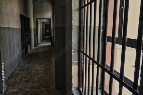 bars and empty prison corridors