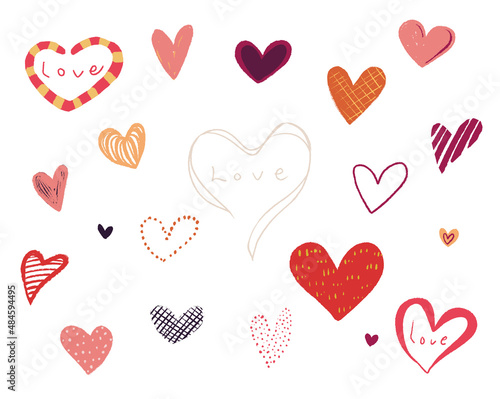 Various hand-painted hearts