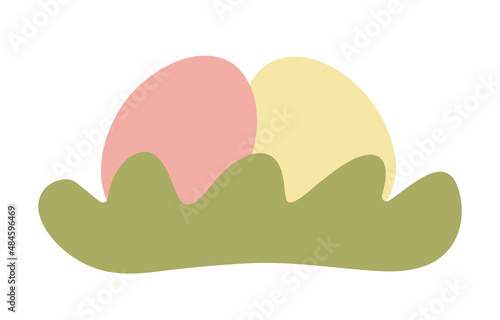 Silhouettes of Easter Eggs in the grass. Hand drawn isolated vector element. Illustration on a transparent background