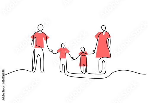 One continuous single line of family member isolated on white background.