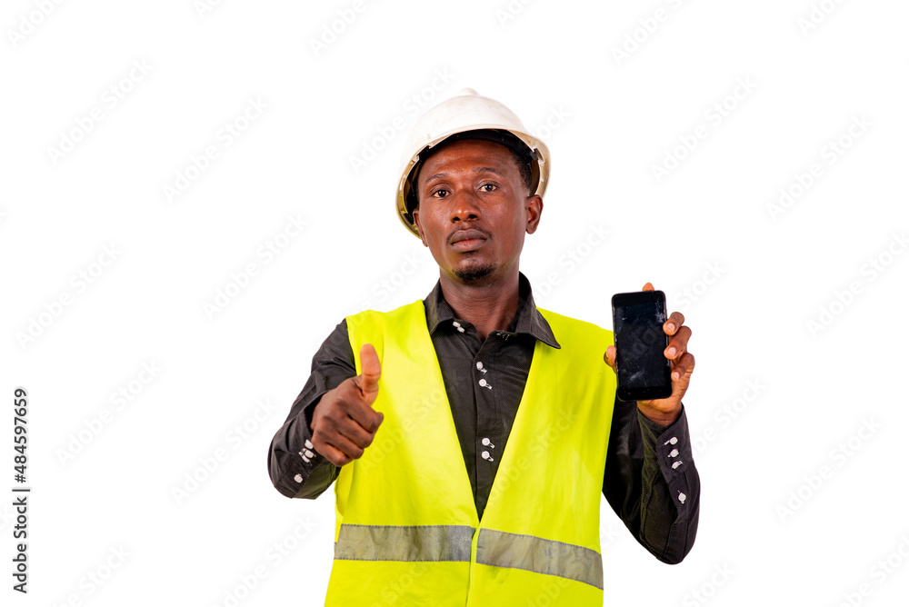 portrait of a male entrepreneur with cellphone showing gesture of approval. portrait of a male entrepreneur with cellphone showing gesture of approval.