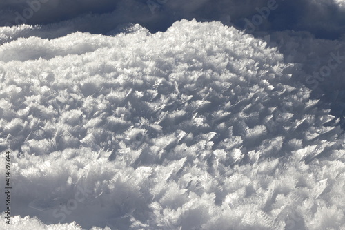 The snow of Val Saisera covered with ice crystals, Italy