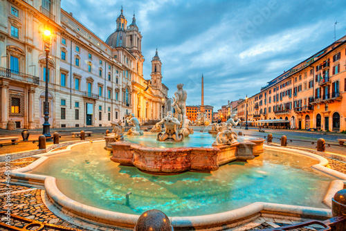 Piazza Navona square in Rome, Italy. Built on the site of the Stadium of Domitian in Rome. Rome architecture and landmark.