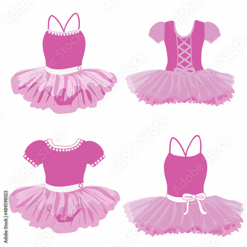 vector set of four children's ballet tutus