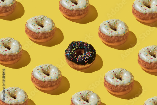 Doughnut repetition food background.