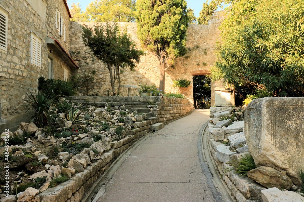 Fototapeta premium street in old town Rab, island Rab, Croatia