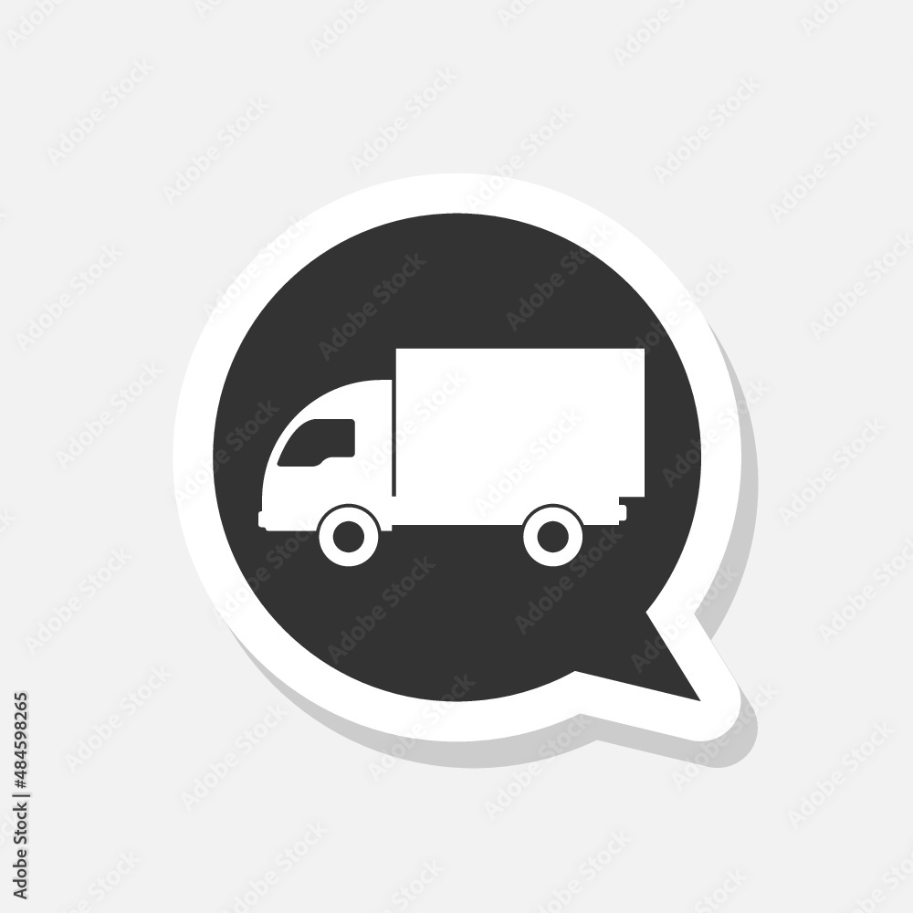 Delivery truck sticker icon isolated on white background Delivery truck sticker icon isolated on white background