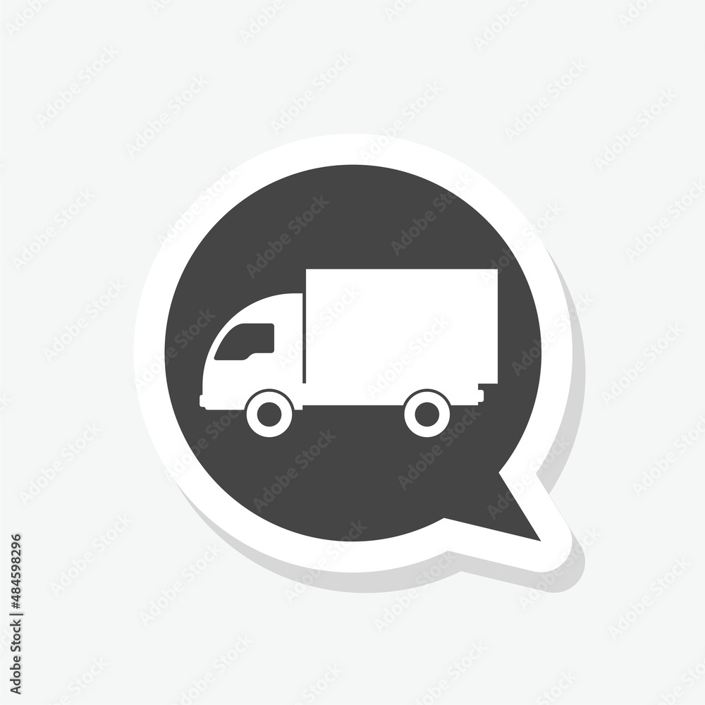 Delivery truck sticker icon isolated on white background Delivery truck sticker icon isolated on white background