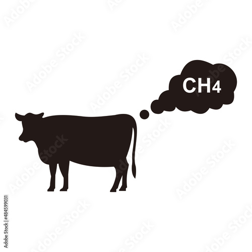 Methane emissions from livestock concept icon vector