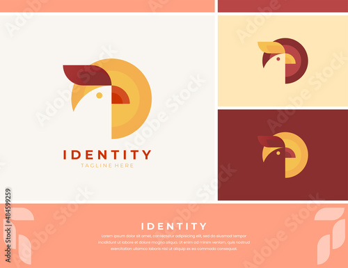 Simple rooster logo design with geometric style