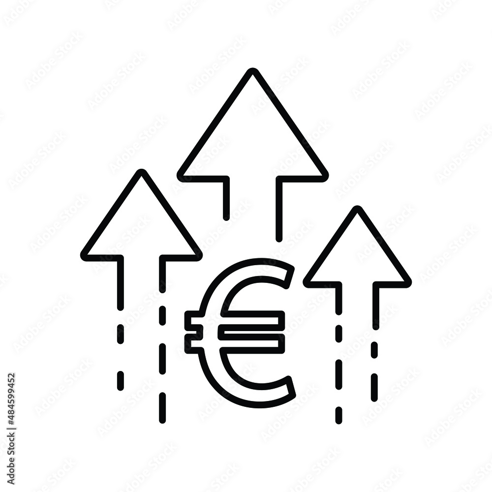 euro rate increase icon up euro sign euro rate increase icon up euro sign