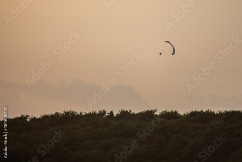 Paraglider on sunset at the Kamchatka