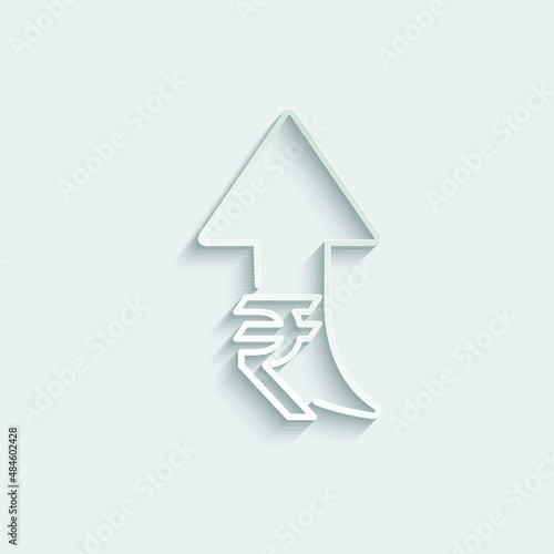 Indian Rupee  rate increase icon up Rupee  sign