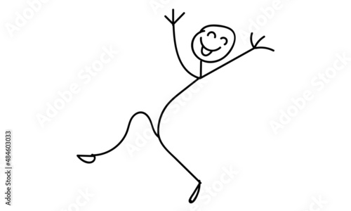 Happy Stick Figure vector illustration. Cartoon icon.