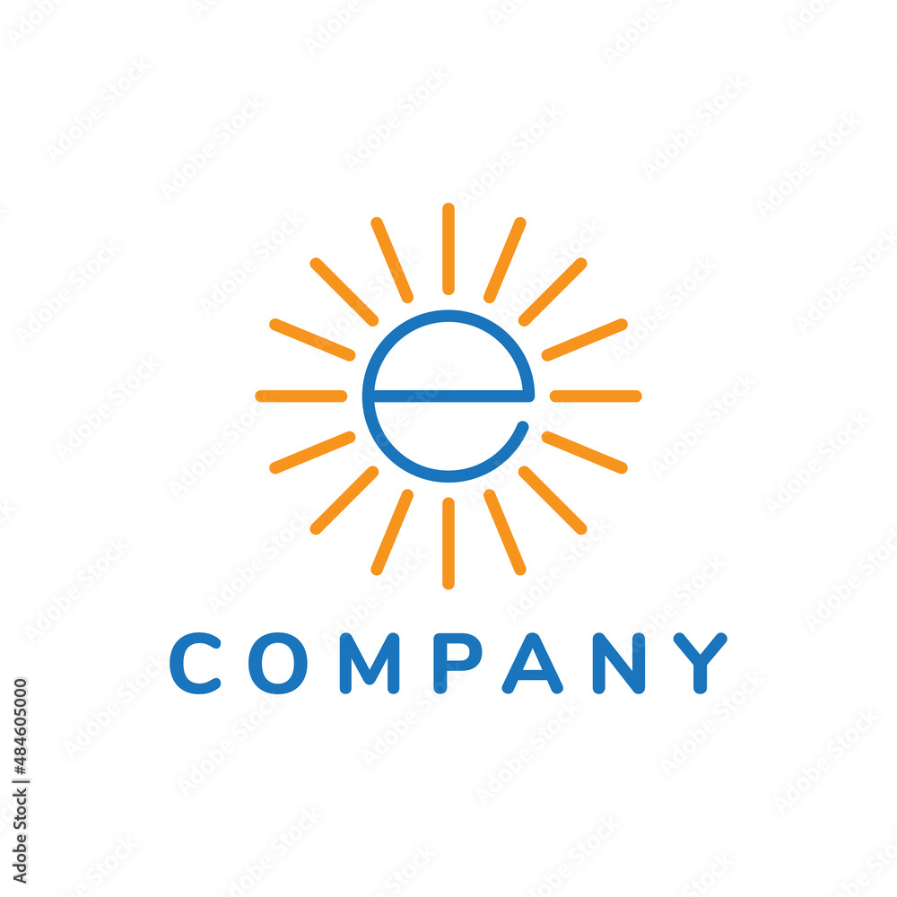 Fototapeta premium letter E sun vector logo design