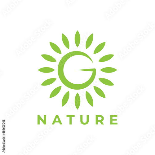 letter G nature leaf logo design
