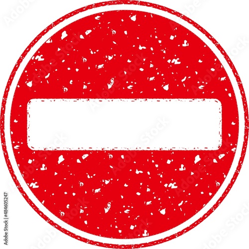 手描き　ラフ　スケッチ　スタンプ　掠れ　交通・規制標識　車両進入禁止　アイコン　マーク