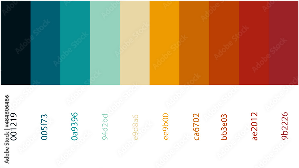 retro colors inspiration, vintage colors inspiration, color palette, with  color code Illustration Stock | Adobe Stock