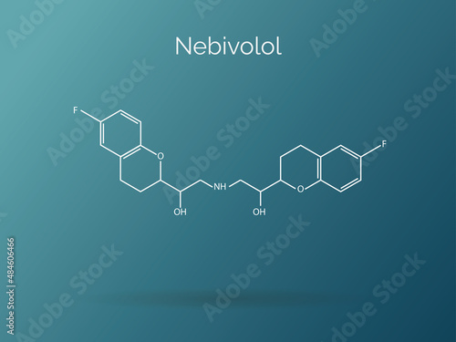 Chemical structure of Nebivolol. Drug for kidney disease.  photo