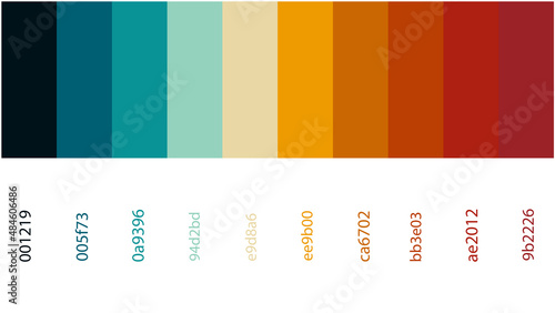 retro colors inspiration, vintage colors inspiration, color palette, with color code