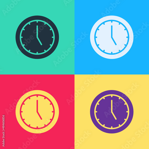 Pop art Clock icon isolated on color background. Time symbol. Vector Free Download Pop art Clock icon isolated on color background. Time symbol. Vector - GFXLoad
