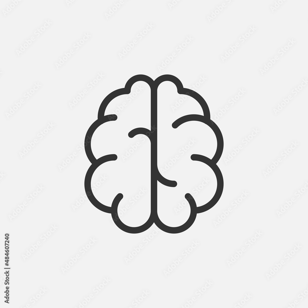 Brain or mind. Simple linear vector icon. Strokes are editable Brain or mind. Simple linear vector icon. Strokes are editable