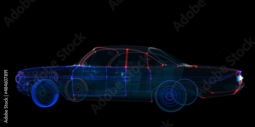3d hologram of intelligent car of particles © cherezoff