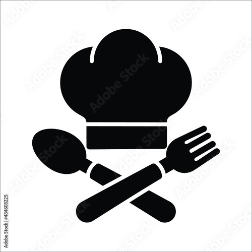 Chef Hat and Fork Glyph Icon