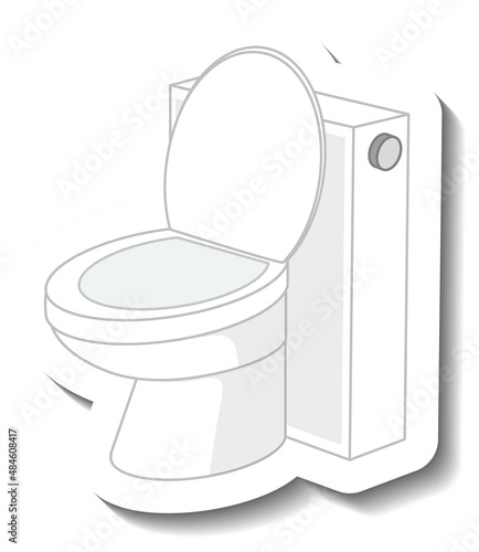 Toilet with water-flush on white background