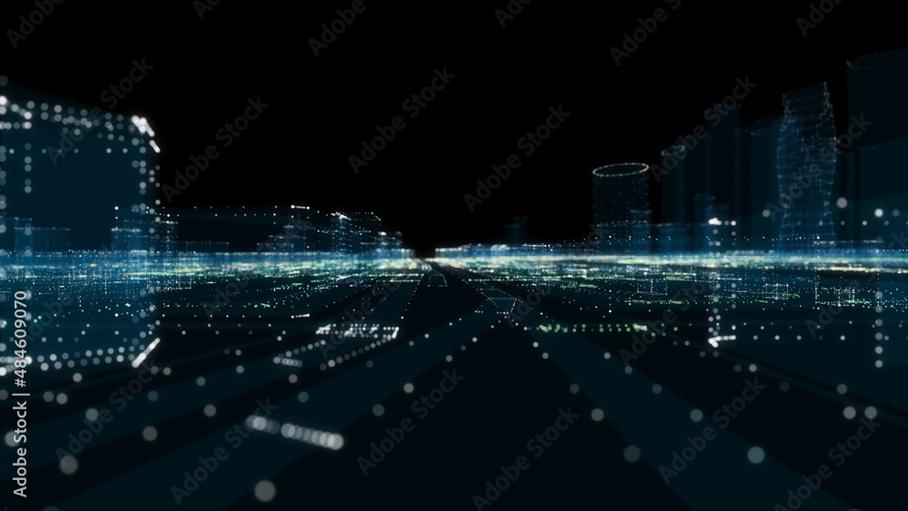 Futuristic Smart Digital City. Smart City And Technology Business Concept