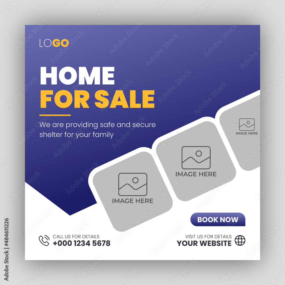 Obraz premium Real estate business social media post and square flyer template design