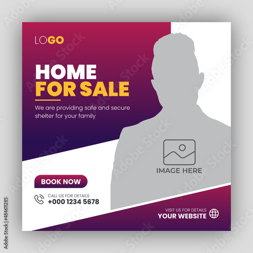 Real estate business social media post and square flyer template design