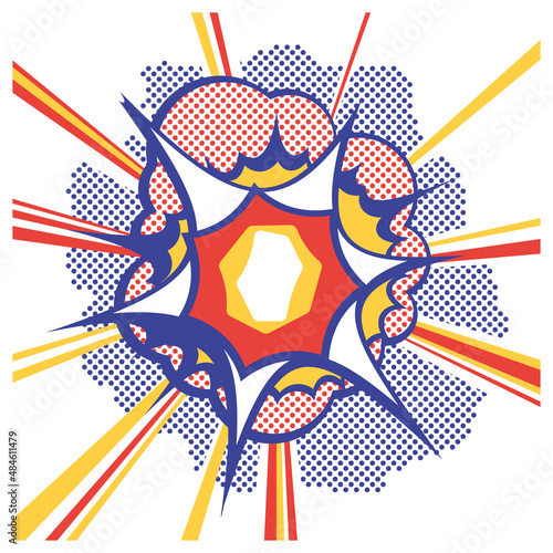 Colorful explosion or burst. Vector illustration in Pop Art style