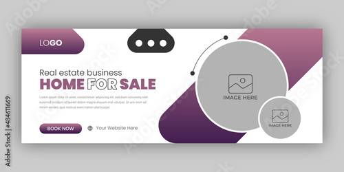 Real estate web banner and social media facebook cover template
