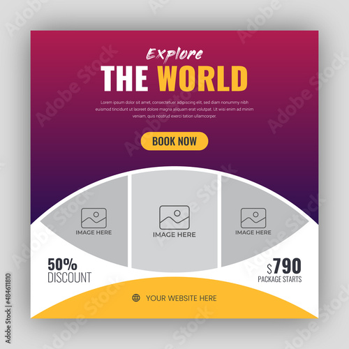 Holiday package social media post template for travel agency