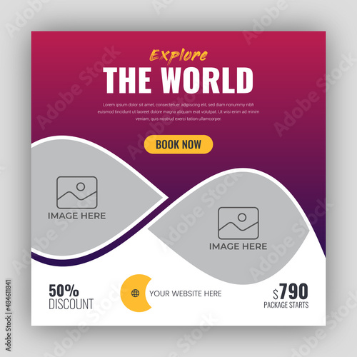 Holiday package social media post template for travel agency