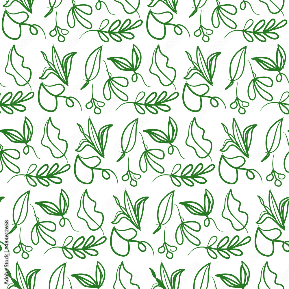 Botanical floral leaves seamless pattern. Floral pattern, Green leaves Botanical floral leaves seamless pattern. Floral pattern, Green leaves