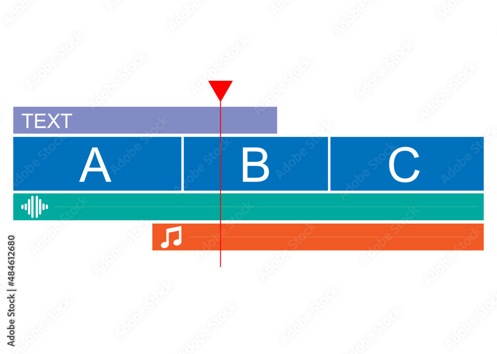 Timeline video editing software. timeline window display for editor and