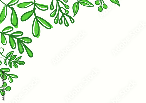 Botanical green floral leaves background with copy space for text