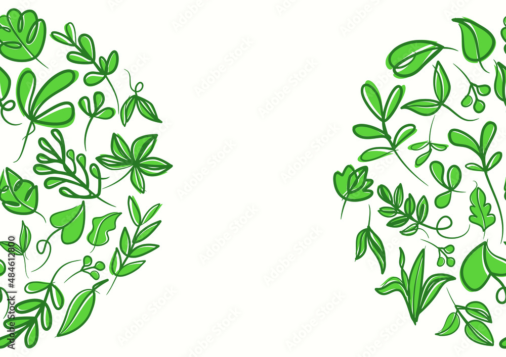 Botanical green floral leaves background with copy space for text Botanical green floral leaves background with copy space for text