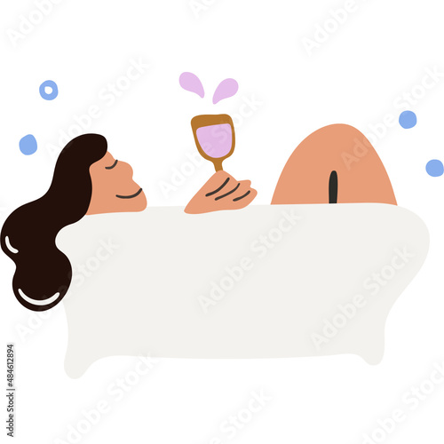 Relaxing bath vector illustration in flat color design