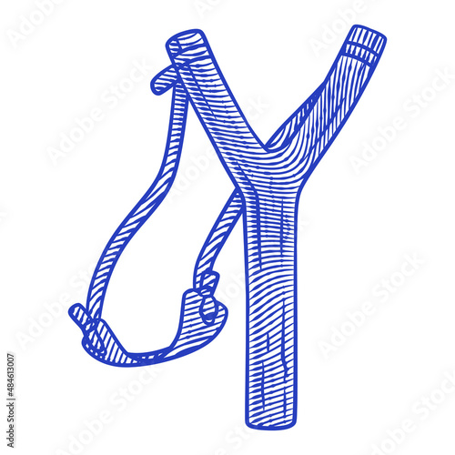 line art wooden slingshot vector illustration