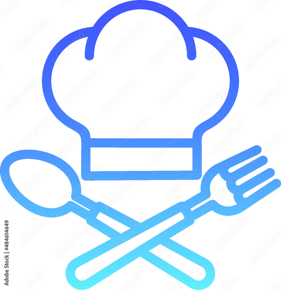 Chef Hat and Fork Line Gradient Chef Hat and Fork Line Gradient