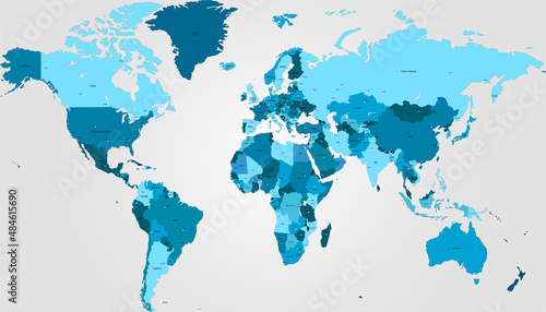 World map. Color vector modern. Silhouette map 