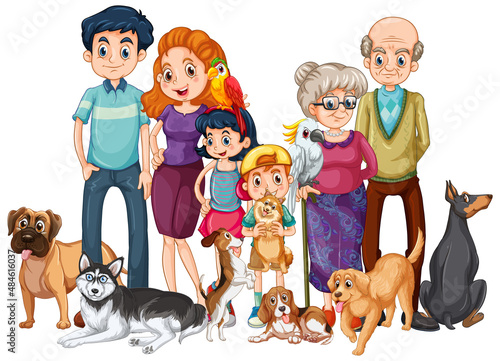 Family members with their pet
