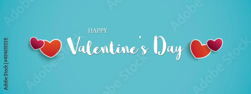 Cyan Header Red Purple 4 Hearts Happy Valentines