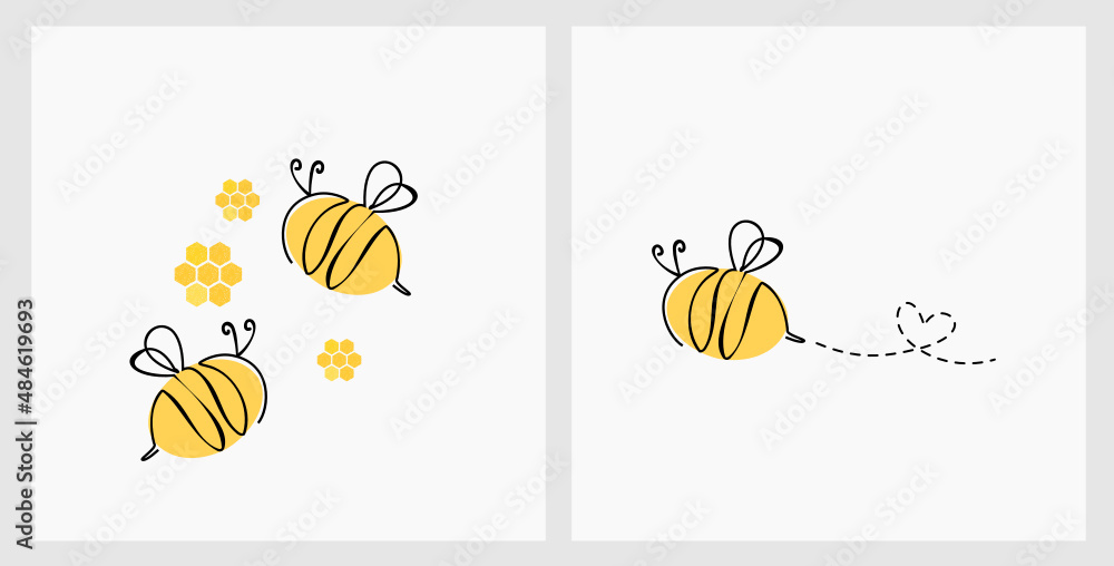 Bee cartoons logo on white background vector.